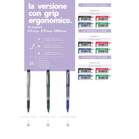 Penne a sfera con cappuccio Pilot Hi-Tecpoint V5 Grip 0,5 mm nero 6730